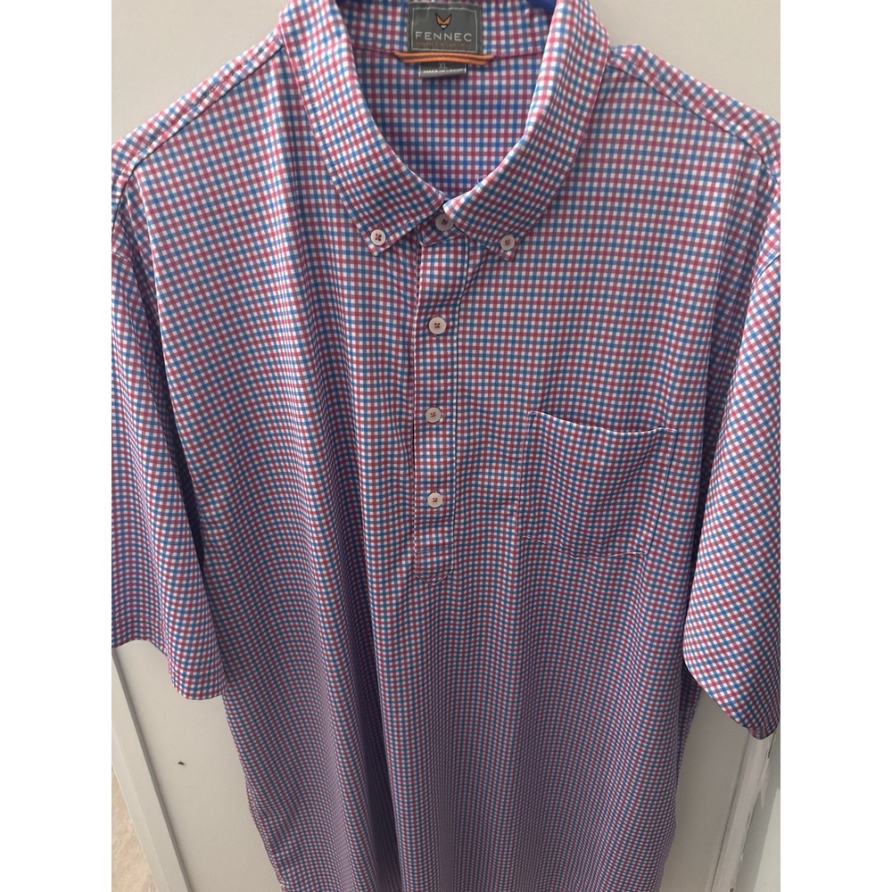 FENNEC‎ Mens Plaid Golf Polo Active Wear Performance Shirt SZ XL